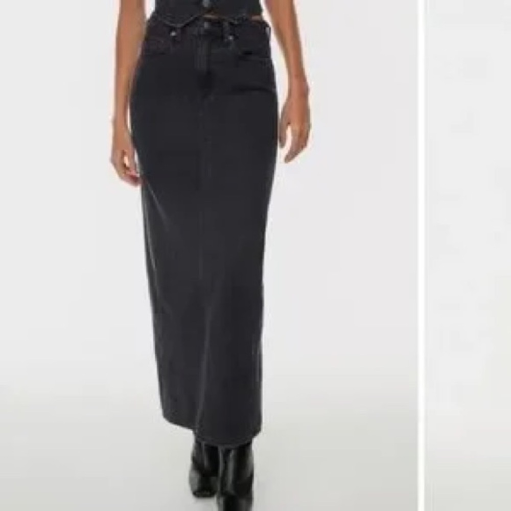 Denim Forum 90s pencil denim maxi skirt